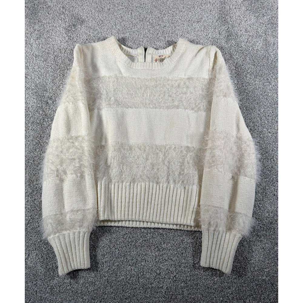 Hippie Rose Sweater Womens Sz Medium Striped Cottagecore Fairy Soft Fuzzy Comfy